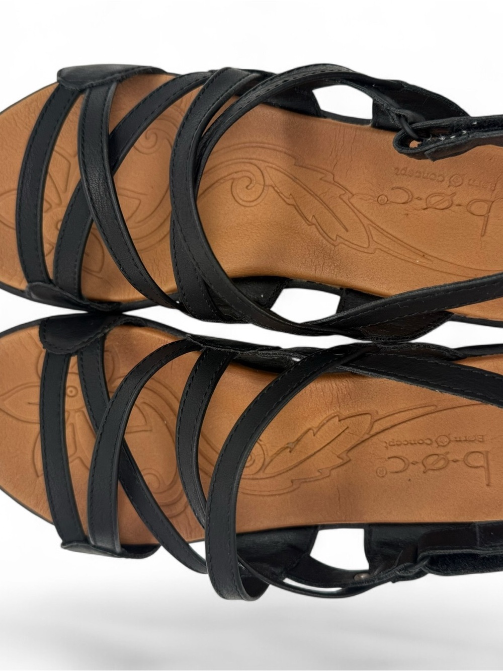 b.o.c. Black Strappy Women's Sandals with Tan Footbed - Picture 4 of 7